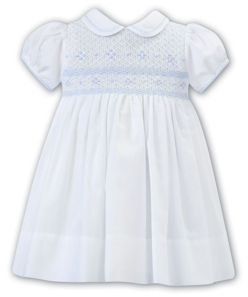Girls Sarah Louise Dress 012883 White and Blue