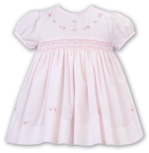 SS23 Girls Sarah Louise Dress 012886 Pink and White