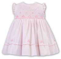 Girls Sarah Louise Dress 012893 Pink and White