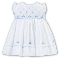 Girls Sarah Louise Dress 012893 White and Blue