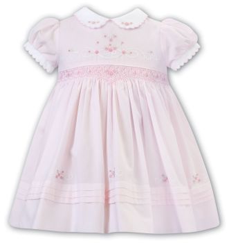 SS23 Girls Sarah Louise Dress 012908 Pink and White