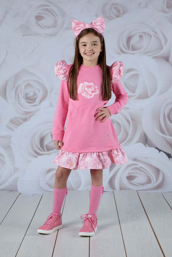 AW23/24 PRE ORDER Girls ADee Anastasia Dress W231702 - Peony Pink