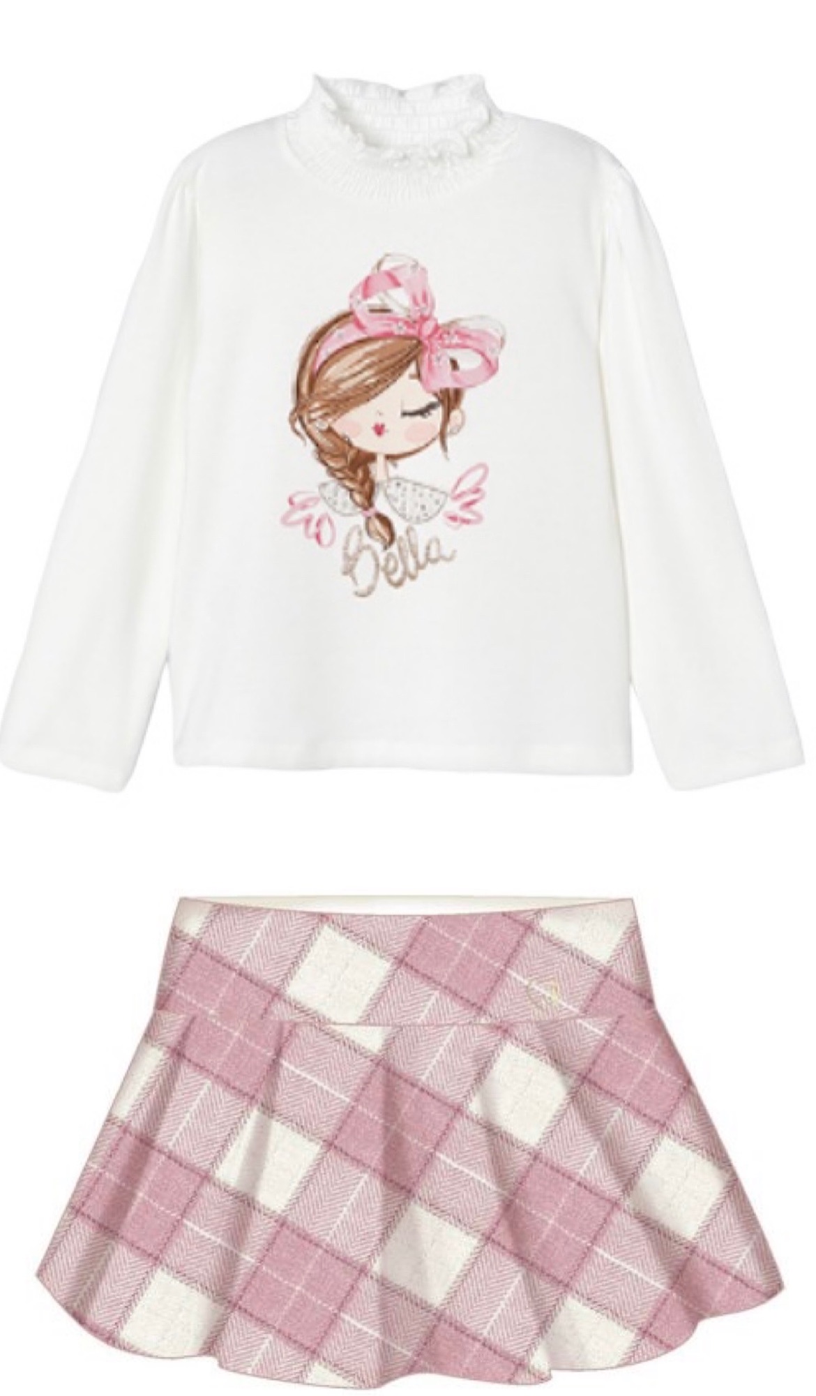 Mayoral - Girls Pink Hoodie & Skirt Set