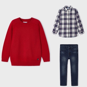 Boys Mayoral Sweater, Shirt and Trousers Set 311 4109 4518