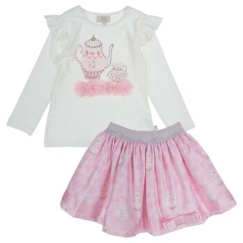 Girls Caramelo Diamonte Teapot Skirt Set 0122113 Pink