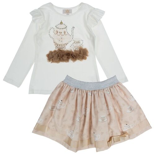 Girls Caramelo Diamonte Teapot Skirt Set 0122113 Mink