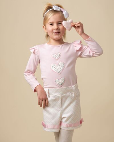 Girls Caramelo Trio Pearl Heart Shorts Set 0190111 Pink
