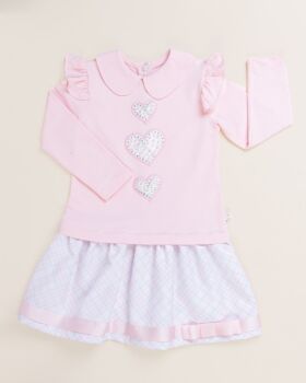 Girls Caramelo Trio Pearl Hearts Jumper Dress 0121110 Pink
