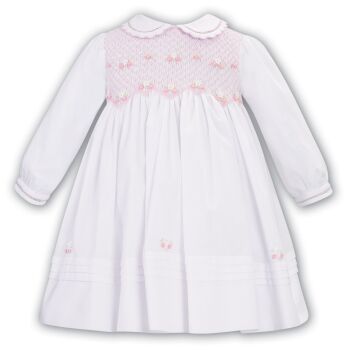 AW23/24 Girls Sarah Louise Dress 013022 - White and Pink