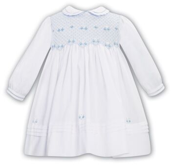 AW23/24 Girls Sarah Louise Dress 013022 - White and Blue