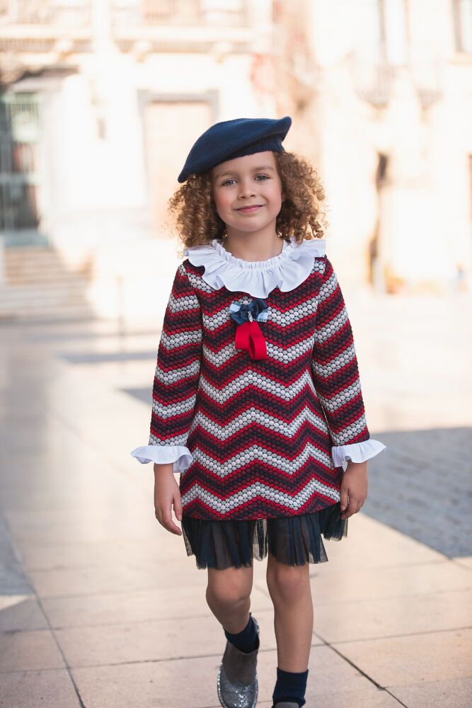 AW23/24 PRE ORDER Girls Rochy Red, White and Navy Dress 23841