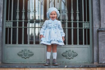AW23/24 Girls Rochy Blue and White Dress 23856