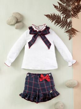 Girls Basmarti Navy, Red and White Shorts Set 23550