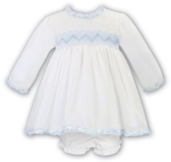 AW23/24 Girls Sarah Louise Dress and Pants 013030 - Ivory and Blue