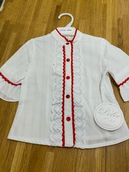 CLEARANCE PRICE Girls Dolce Petit White Blouse with Red detailing
