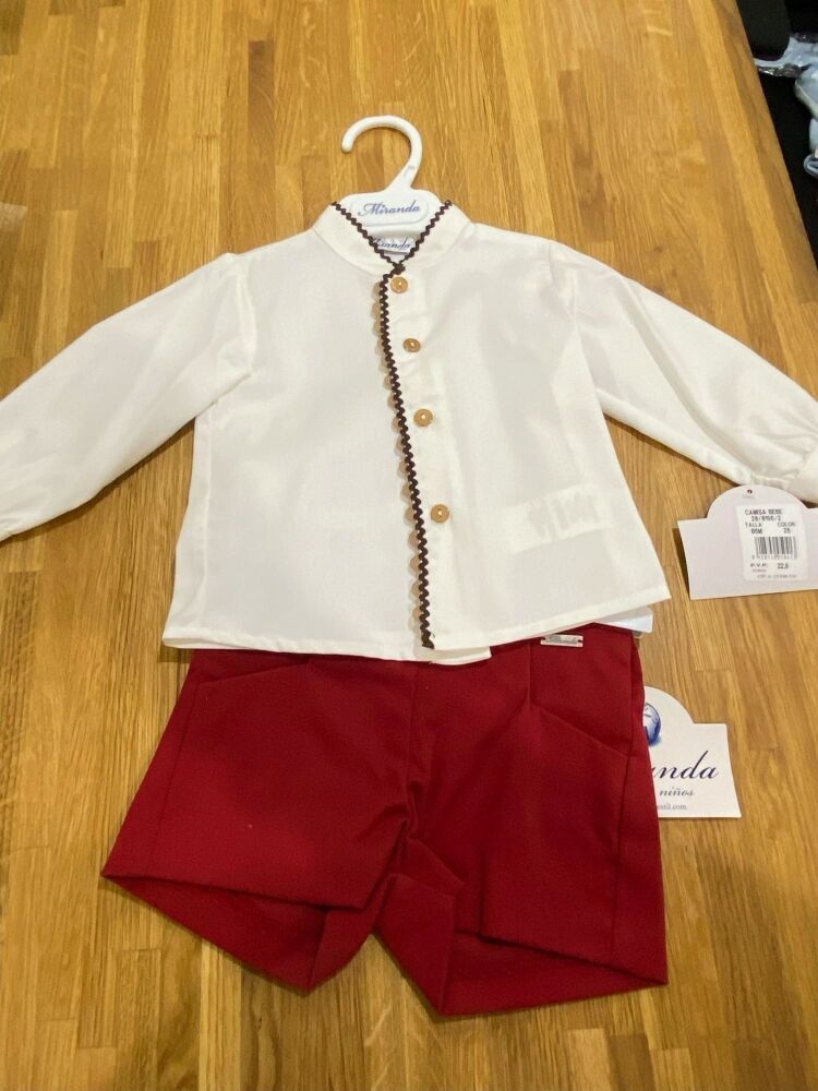 CLEARANCE PRICE Boys Miranda Red and Cream Set Age 6 months