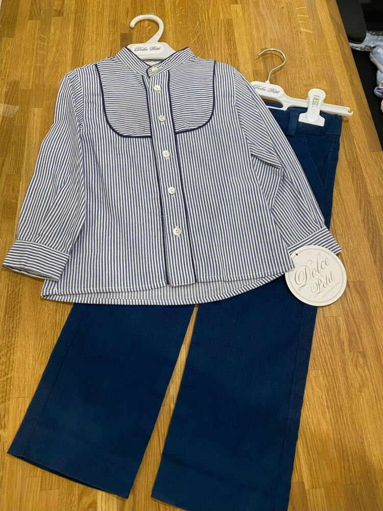 CLEARANCE PRICE Boys Dolce Petit Navy Shirt and Trousers Set Age 2 years