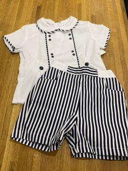 CLEARANCE PRICE Boys Spanish Navy and White Set Age 24 months