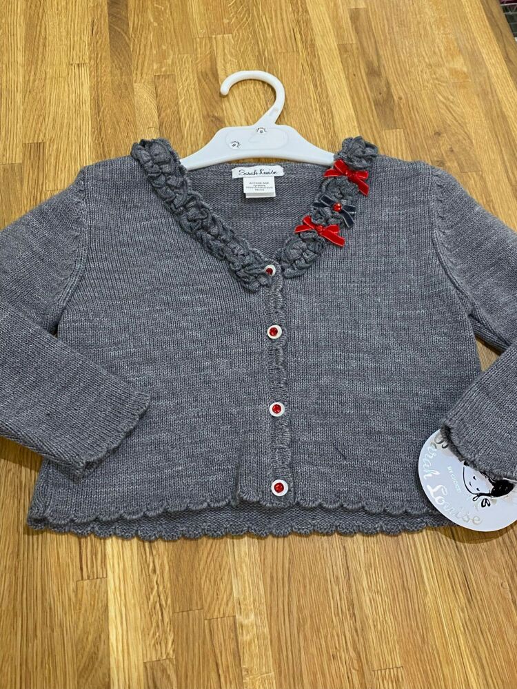 CLEARANCE PRICE Girls Sarah Louise Grey with Red Cardigan Age 3 years