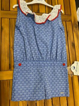 CLEARANCE PRICE Girls Miranda Blue and Red Playsuit Age 10 years