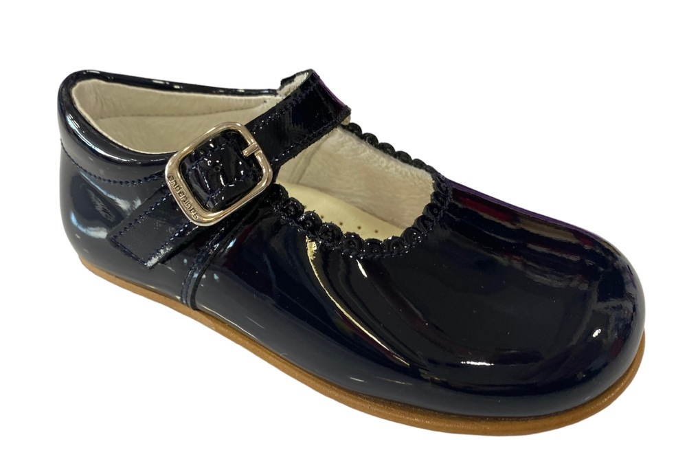 Girls Andanines Navy Patent Mary Jane Shoes