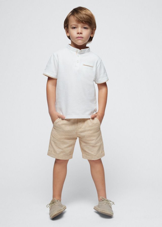 PRE ORDER SS24 Boys Mayoral T Shirt and Shorts Set 3282 Ochre 39