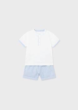 SS24 Boys Mayoral Polo Shirt and Shorts Set 1245 Cloud 57