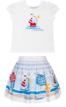 SS24 Girls Balloon Chic Top and Skirt Set 520 711
