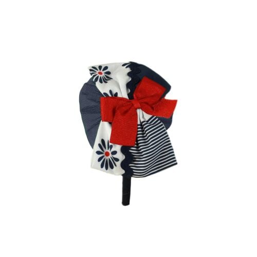 PRE ORDER SS24 Girls Miranda Red, White and Navy Headpiece 610