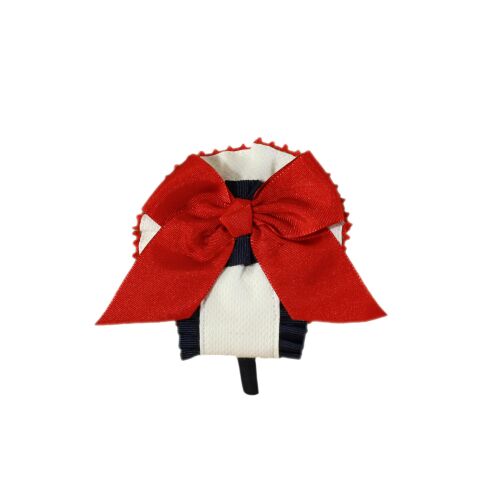 PRE ORDER SS24 Girls Miranda Red, White and Navy Headpiece 612