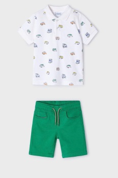 PRE ORDER SS24 Boys Mayoral Polo Shirt and Shorts Set 3107 3269 White