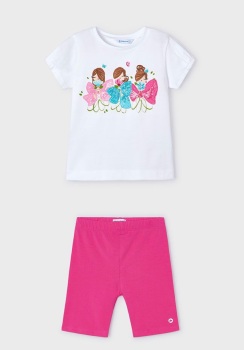 SS24 Girls Mayoral T Shirt and Shorts Set 3080 610 Fuscia