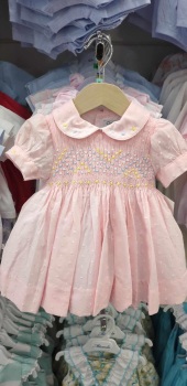 SS24 Girls Naxos Pink Hand Smocked Dress 7331