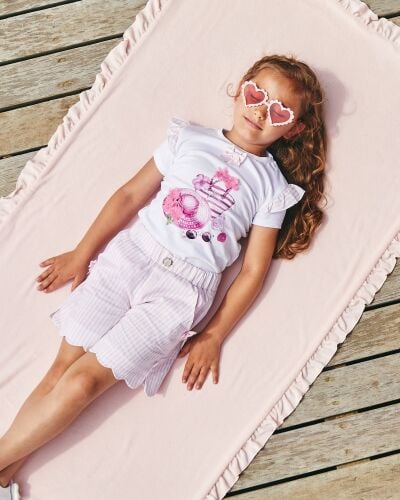 SS24 Girls Caramelo Holiday Essentials Striped Short Set  349028 Pink