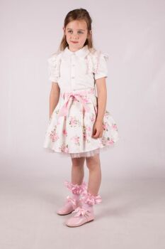 SS24 Girls Beau Kid Pink Foral Top and Skirt Set 444234