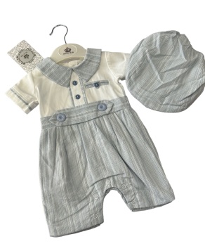 SS24 Boys Beau Kid Bue and White Romper and Hat 444717