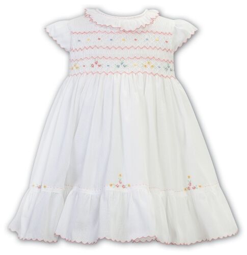 SS24 Girls Sarah Louise Dress 013208 Ivory and Pink