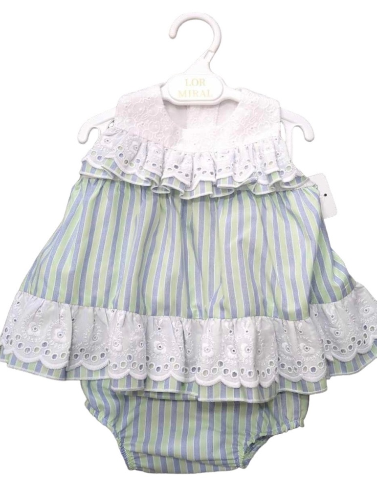 Girls Lor Miral Green and White Dress and Pants 41009