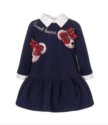 PRE ORDER AW24/25 Girls Balloon Chic Navy Teddy Bear Dress 268