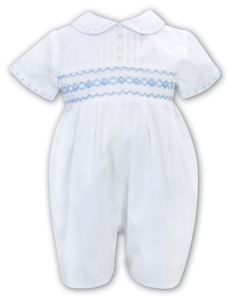 Boys Sarah Louise Romper 013173 White and Blue