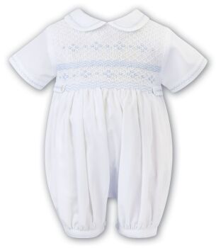 SS24 Sarah Louise Romper 013178 White and Blue