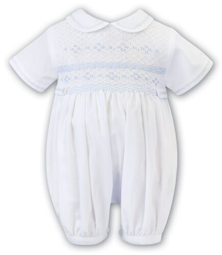 Boys Sarah Louise Romper 013178 White and Blue