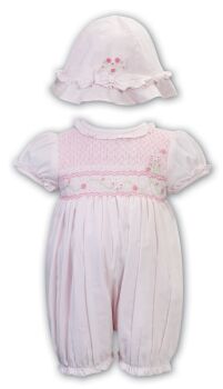 SS24 Sarah Louise Romper and Hat 013186 Pink