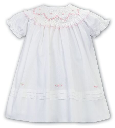 SS24 Girls Sarah Louise Dress 013204 Ivory and Pink