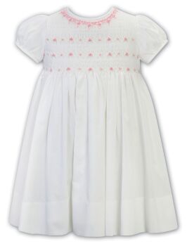 SS24 Girls Sarah Louise Dress 013205 Ivory and Pink