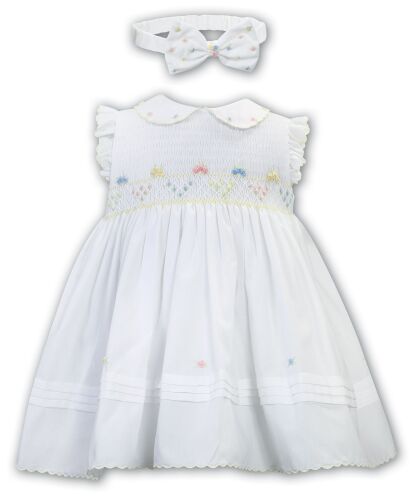 SS24 Girls Sarah Louise Dress and Headband 013215 White