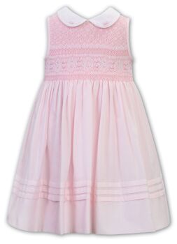 SS24 Girls Sarah Louise Dress 013224 Pink and White