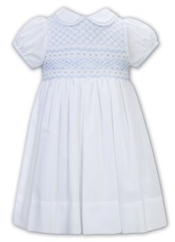 SS24 Girls Sarah Louise Dress 013226 White and Blue