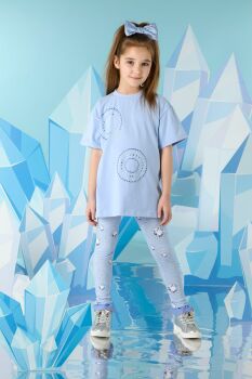 PRE ORDER AW24/25 Girls ADee Pam Top and Leggings Set W241517 Iced Blue