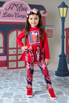 PRE ORDER AW24/25 Girls ADee Reese Top and Leggings Set W242508 Red